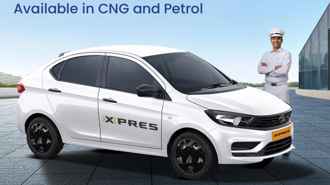 Tata XPRES Tigor Taxi Petrol & CNG लॉन्च: कीमत ₹5.59 लाख से शुरू | 70L Twin Cylinder CNG टैंक